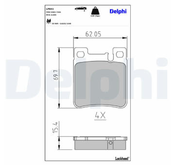 Sada brzdových destiček, kotoučová brzda DELPHI LP841