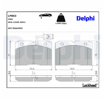 Sada brzdových destiček, kotoučová brzda DELPHI LP863