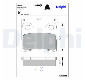 Sada brzdových destiček, kotoučová brzda DELPHI LP904