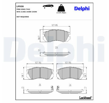 Sada brzdových destiček, kotoučová brzda DELPHI LP930