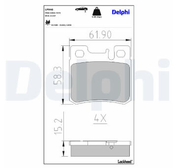 Sada brzdových platničiek kotúčovej brzdy DELPHI LP946-17B1