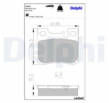 Sada brzdových destiček, kotoučová brzda DELPHI LP947
