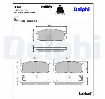 Sada brzdových platničiek kotúčovej brzdy DELPHI LP965