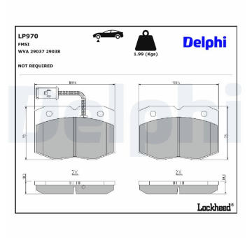 Sada brzdových destiček, kotoučová brzda DELPHI LP970