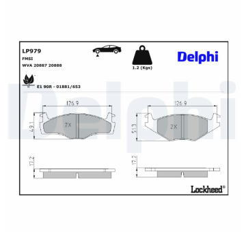 Sada brzdových platničiek kotúčovej brzdy DELPHI LP979
