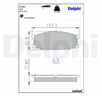 Sada brzdových destiček, kotoučová brzda DELPHI LP981