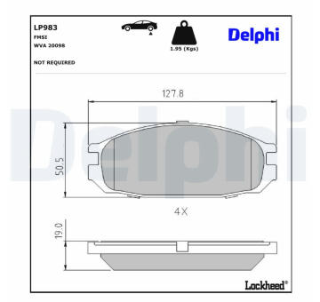 Sada brzdových destiček, kotoučová brzda DELPHI LP983