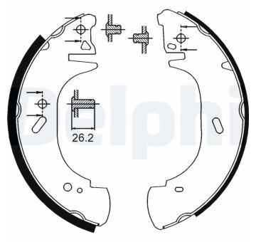 Sada brzdových čelistí, parkovací brzda DELPHI LS1896
