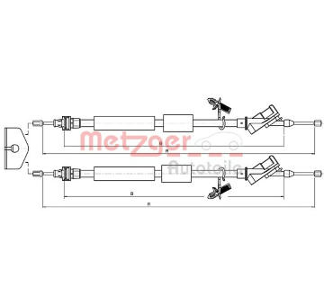 Tažné lanko, parkovací brzda METZGER 10.5371