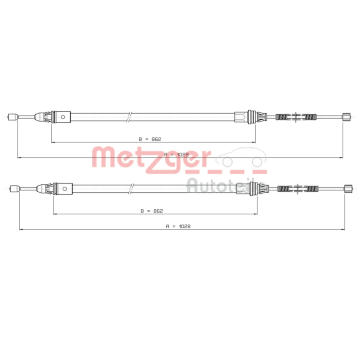 Tažné lanko, parkovací brzda METZGER 10.9337