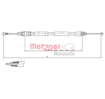 Tažné lanko, parkovací brzda METZGER 11.6808