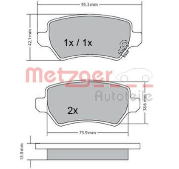 Sada brzdových destiček, kotoučová brzda METZGER 1170004