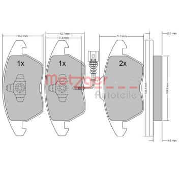 Sada brzdových destiček, kotoučová brzda METZGER 1170007
