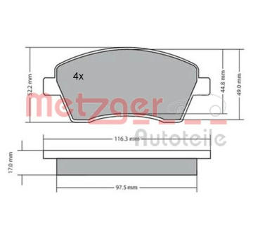 Sada brzdových destiček, kotoučová brzda METZGER 1170029
