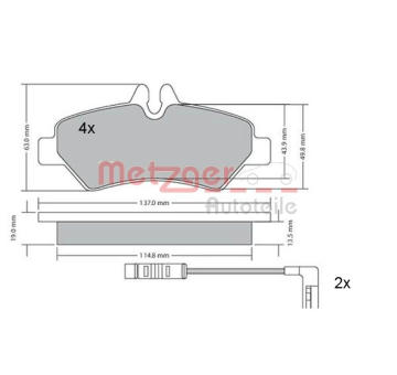 Sada brzdových destiček, kotoučová brzda METZGER AUTOTEILE 1170037