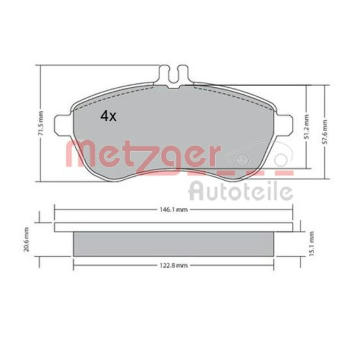 Sada brzdových destiček, kotoučová brzda METZGER 1170046