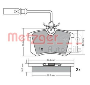 Sada brzdových destiček, kotoučová brzda METZGER 1170054