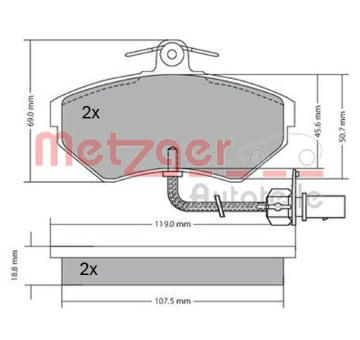 Sada brzdových destiček, kotoučová brzda METZGER 1170082