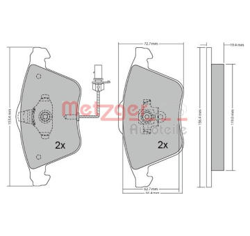 Sada brzdových destiček, kotoučová brzda METZGER 1170099