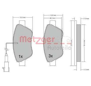 Sada brzdových destiček, kotoučová brzda METZGER AUTOTEILE 1170102