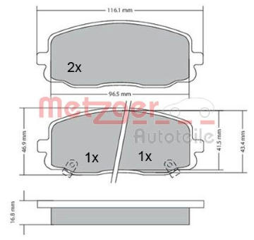 Sada brzdových destiček, kotoučová brzda METZGER 1170108