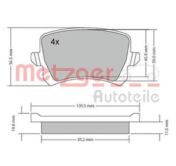 Sada brzdových destiček, kotoučová brzda METZGER 1170116