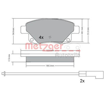 Sada brzdových destiček, kotoučová brzda METZGER AUTOTEILE 1170138
