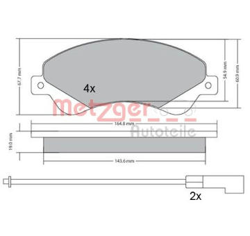 Sada brzdových destiček, kotoučová brzda METZGER 1170146