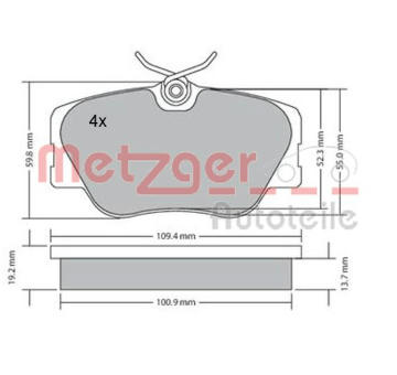 Sada brzdových destiček, kotoučová brzda METZGER 1170151