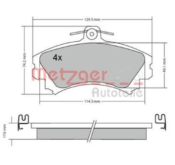 Sada brzdových destiček, kotoučová brzda METZGER 1170166