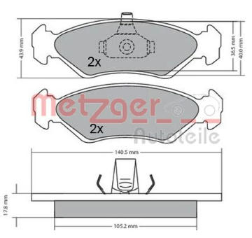 Sada brzdových destiček, kotoučová brzda METZGER 1170182