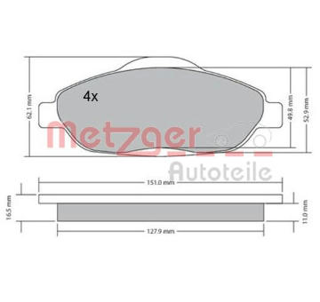 Sada brzdových destiček, kotoučová brzda METZGER 1170194