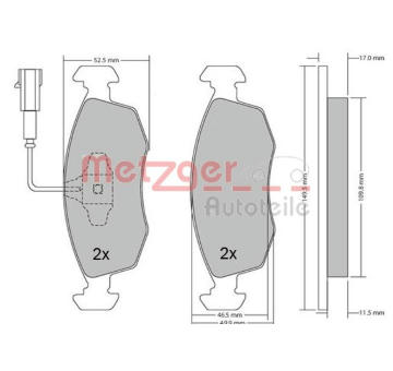 Sada brzdových destiček, kotoučová brzda METZGER 1170202