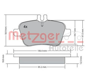 Sada brzdových destiček, kotoučová brzda METZGER AUTOTEILE 1170204
