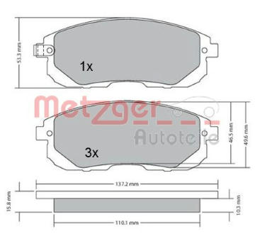Sada brzdových destiček, kotoučová brzda METZGER 1170208