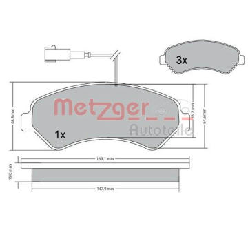 Sada brzdových destiček, kotoučová brzda METZGER AUTOTEILE 1170248