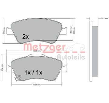 Sada brzdových destiček, kotoučová brzda METZGER 1170299