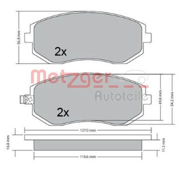 Sada brzdových destiček, kotoučová brzda METZGER AUTOTEILE 1170312