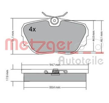 Sada brzdových destiček, kotoučová brzda METZGER 1170316