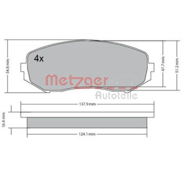 Sada brzdových destiček, kotoučová brzda METZGER 1170357