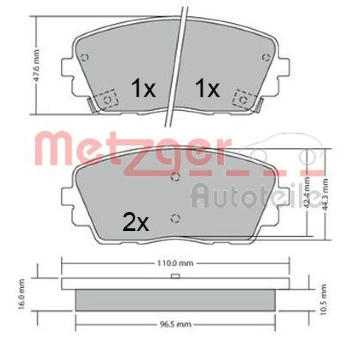 Sada brzdových destiček, kotoučová brzda METZGER 1170361