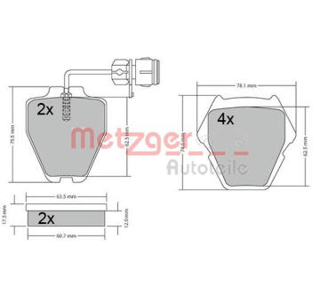 Sada brzdových destiček, kotoučová brzda METZGER 1170364