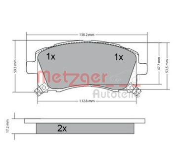 Sada brzdových destiček, kotoučová brzda METZGER 1170416