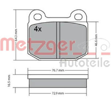 Sada brzdových destiček, kotoučová brzda METZGER 1170425