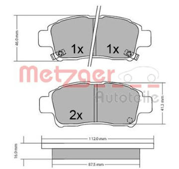 Sada brzdových destiček, kotoučová brzda METZGER 1170436