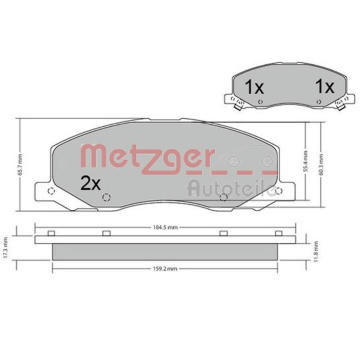 Sada brzdových destiček, kotoučová brzda METZGER 1170468