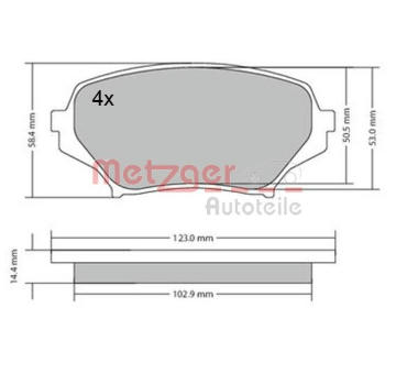 Sada brzdových destiček, kotoučová brzda METZGER 1170589