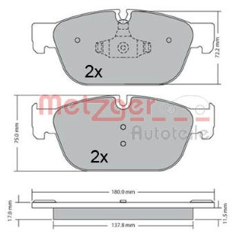 Sada brzdových destiček, kotoučová brzda METZGER 1170619