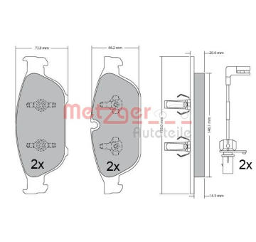 Sada brzdových destiček, kotoučová brzda METZGER 1170657