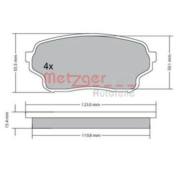 Sada brzdových destiček, kotoučová brzda METZGER 1170669